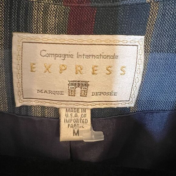 Vintage Express Men’s Blazer Jacket Medium Linen Blend Plaid - Picture 3 of 5